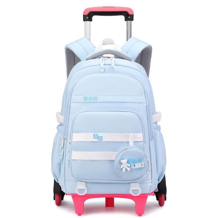 cartable à roulettes fille - Amythe - 6 roues tout-terrain - Chariot démontable - 21 L - 30x16x44 cm