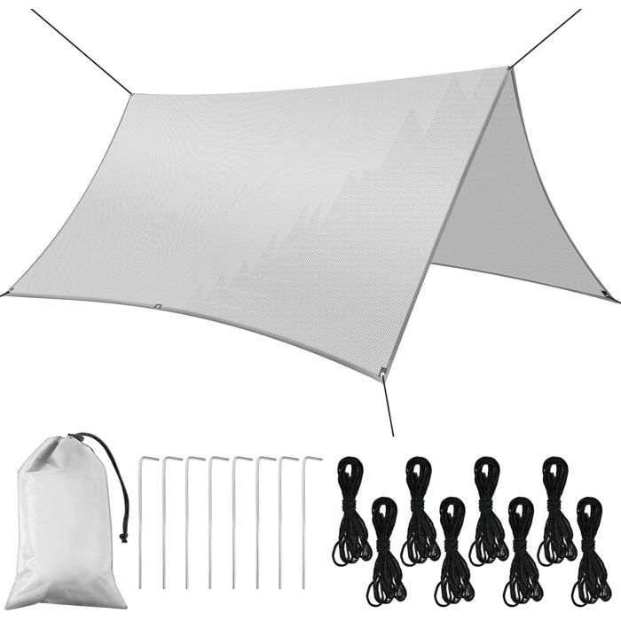Bâche Anti-Pluie.3x3M Camping Rain Tarp Toile de Tente.Abri de Randonnée Pliable Portable pour Hamac Extérieur Voyage.Pique-Nique
