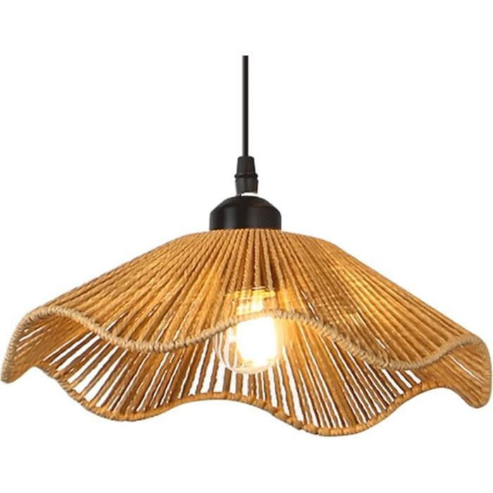 Suspension Tressée En Rotin Ø30 cm Luminaire Bohème Style Farmhouse Lampe Panier Suspendue Réglable Pour Cuisine Chambre Salle