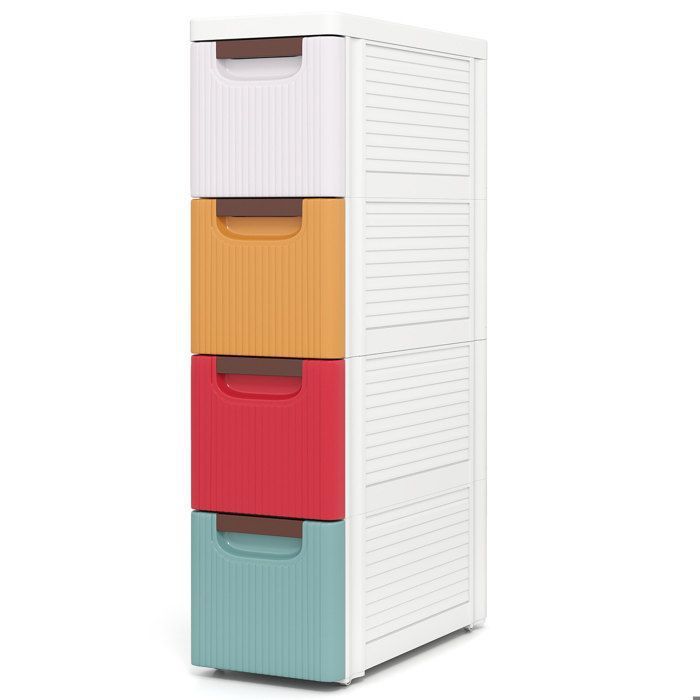 Montage facile meuble de rangement 4 tiroirs sur roulettes organisateur étroit pour petit espace