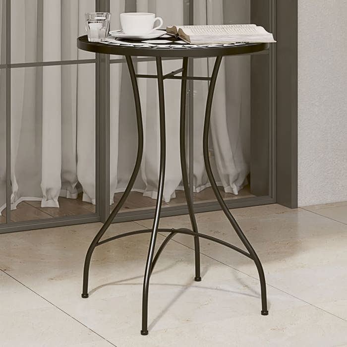vidaXL Table de bistro mosaïque noir et blanc Ø50x70 cm céramique - Montage facile &2017