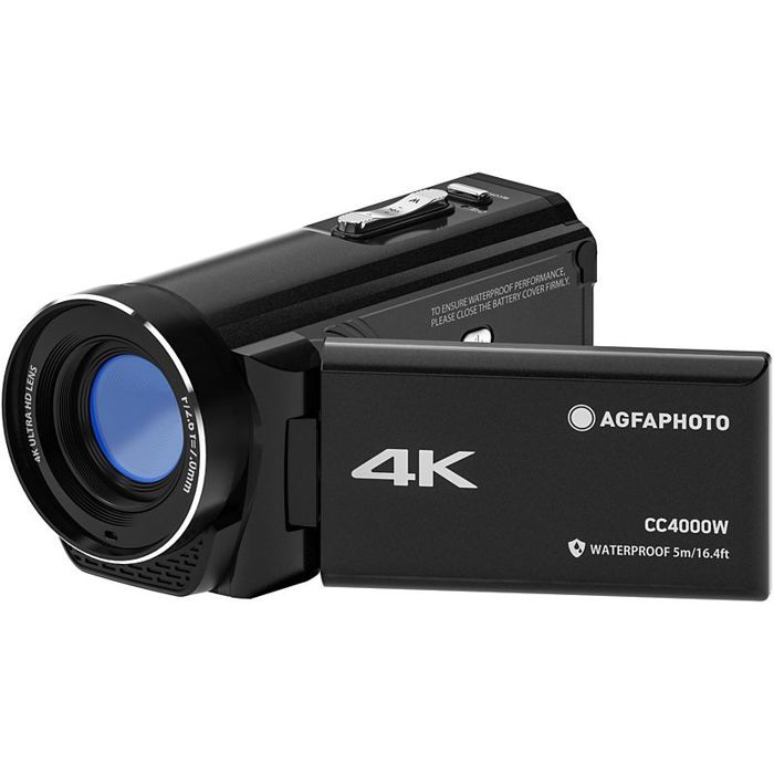 Caméscope 4K - Agfaphoto - CC4000W - Étanche jusquà 5m - Écran LCD 3 - Zoom numérique 18x