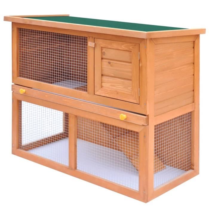 Clapier dextérieur - AKOZON - AKO7646491850040 - Bois - 90 x 45 x 80 cm - Pour petits animaux
