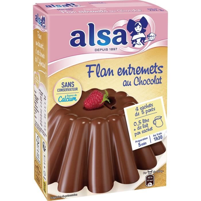 LOT DE 3 - ALSA - Préparation Flan Entremets Chocolat - boite de 232 g
