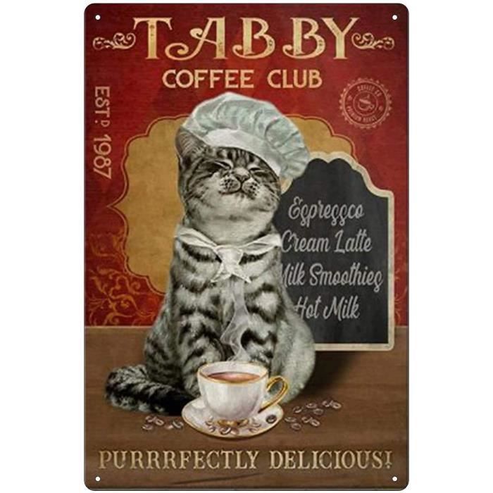 Cafe Chat Vintage Metal Etain Signe Maison Cuisine Mur Retro Affiche Plaque Bar Metal Etain Signe Affiche x30cm 244 Cdiscount Maison