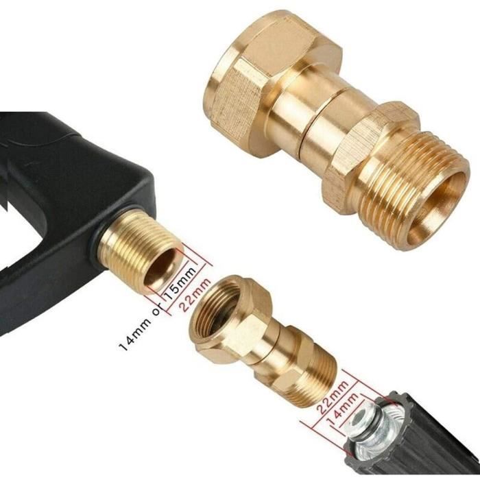 M MINGLE Lot D'Adaptateurs Tuyau Laveuse Haute Pression M22 à 3/8" Rapide - 5000 PSI