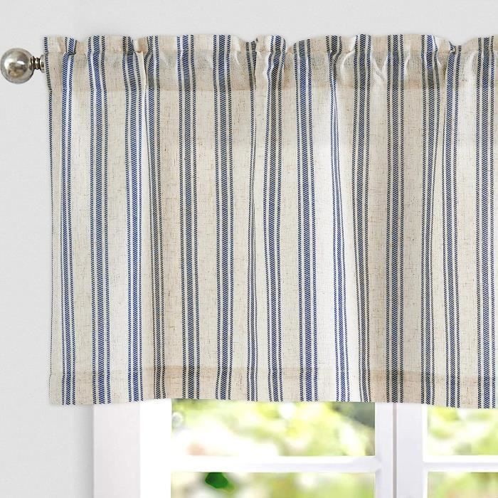 Rideau Brise-Bise À Rayures En Lin Semi-Transparent - Pour Petite ...