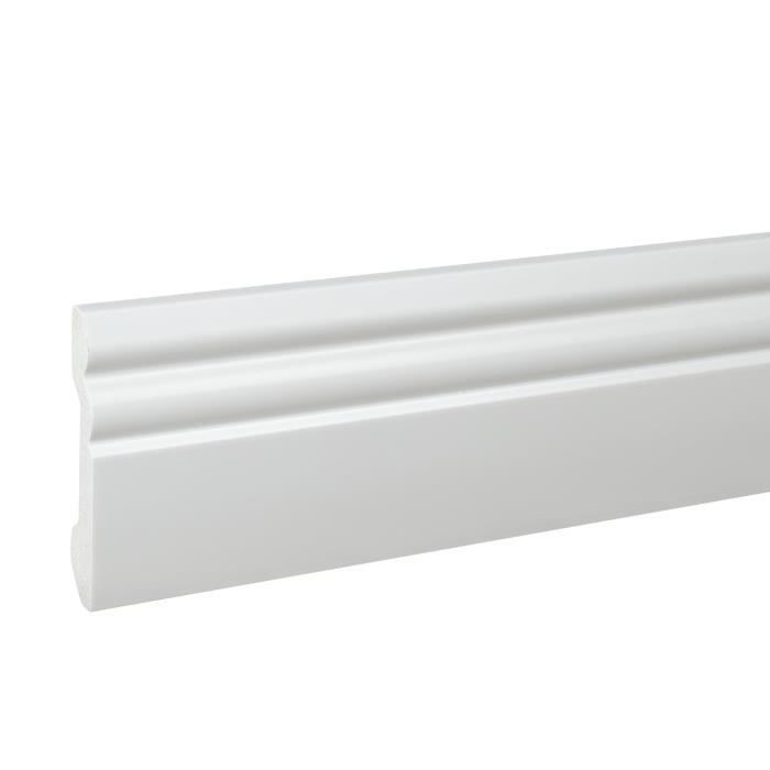 PROVISTON Plinthe Profil berlinois 16 x 80 x 2000 mm Plastique blanc de qualité supérieure, résistant à l'eau, robuste
