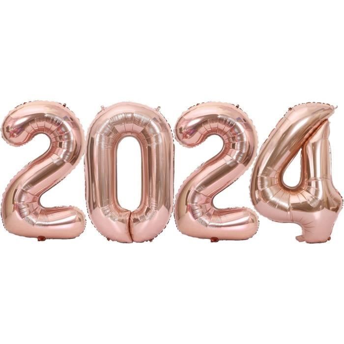 Ensemble, Décoration Du Nouvel An 2024, Ballon Numéro 2024 De 16 Pouces,  Bannière De Bonne Année, 17 Ballons En Métal Argenté De 10 Pouces, 17  Ballons