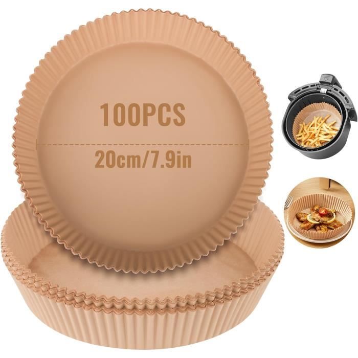 Papier Cuisson Air Fryer - 100 Feuilles 20x20 Cm - Résistant à L'Huile & Antiadhésif - Pour Four, Cuiseur Vapeur