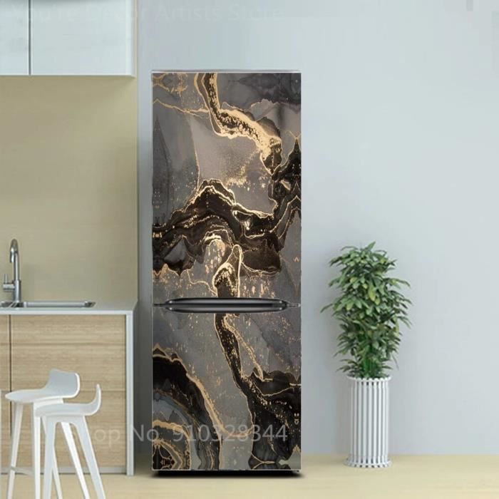 Autocollant Vinyle Abstrait Marbre Or Et Vert Sarcelle – Décoration Pour Frigo, Congélateur, Lave-vaisselle