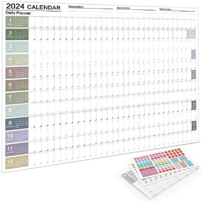 Calendrier Mural Annuel 2026 A0 118x84 Cm - Grand Poster Français Bleu-Gris Gigatime