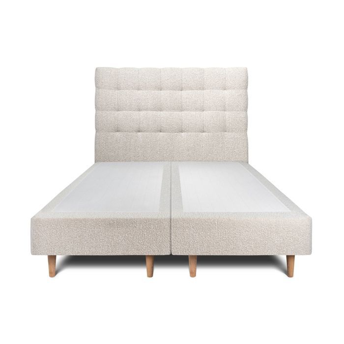 Lit - Bouclette - Double Sommier Tapissier - Beige - 200x200cm