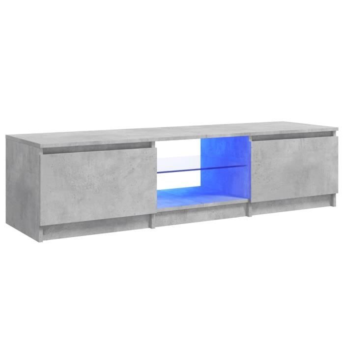Meuble TV LED gris béton 140x40x355 cm - Maison - Contemporain - Design