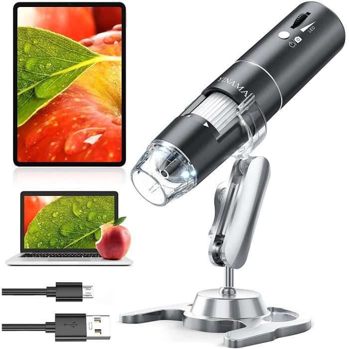 Microscope Portable 2.0 IPS Numérique 500x Avec 8 LED - Mini Loupe USB Enregistrement Vidéo Photo