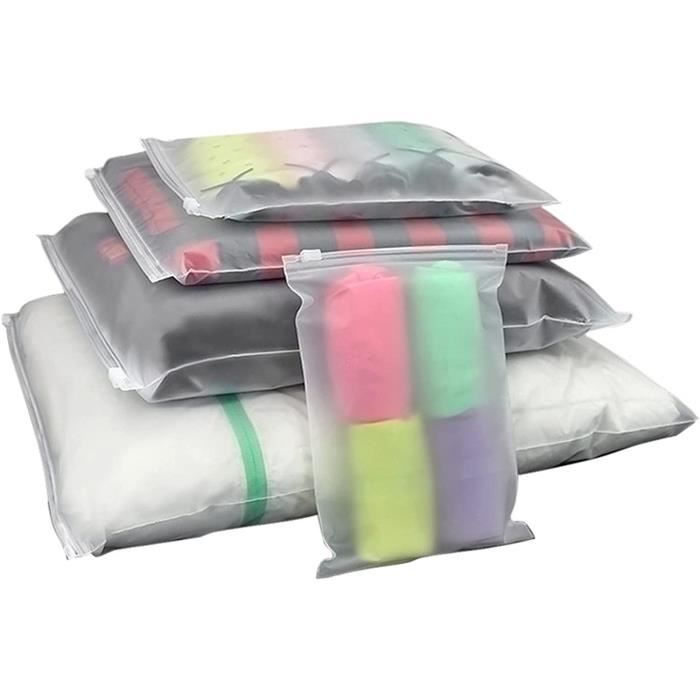 NeuWee 30 Pièces Sac Zipper Voyage Sac Zipper Organisateur Plastique Transparent Dépoli à Fermeture à Glissière Vêtements Sacs Seal pochettes de sous-vêtements cosmétiques chaussures 