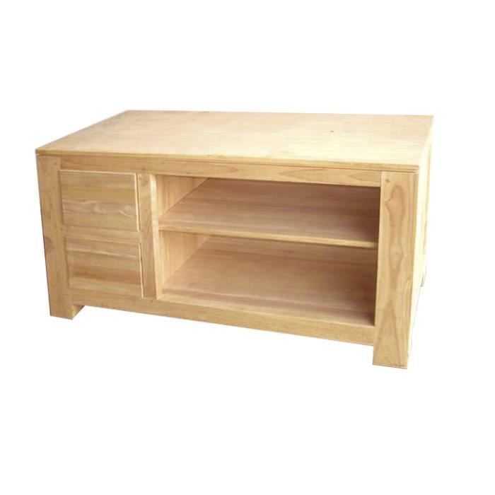Ethnik Chic Meuble Tv 2 Tiroirs Court Maya Finition Bois