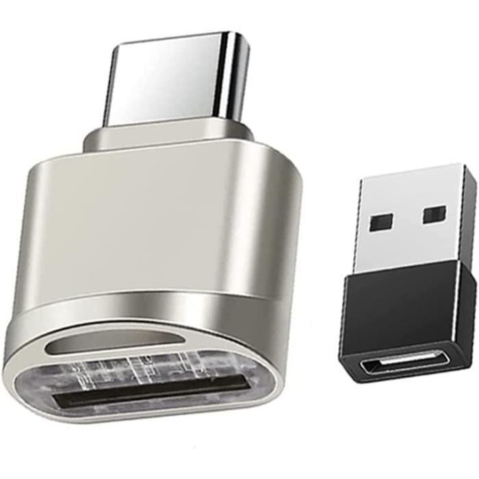 Lecteur de Carte Micro SD, Lecteur de Carte de Type C avec Adaptateur USB C, Lecteur de Carte OTG USB C vers Micro SD SDXC SD
