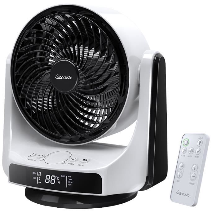 Ventilateur Silencieux DC Turbo 25 DB – Oscillation 3D, Télécommande, 4 Vitesses, Capteur Humain, 6,4 M/s – LeaderPro