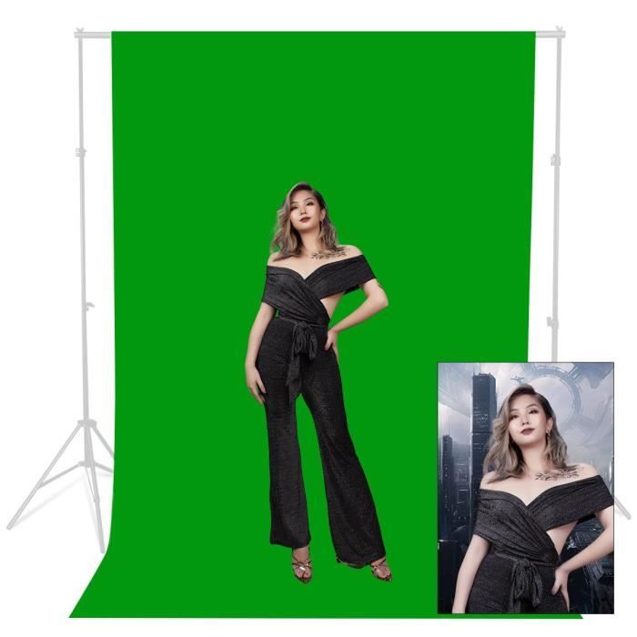 1,8x2,7m Photo Studio Toile de Fond Vert Pliable Greenscreen Backdrop Fond Vert 100% Mousseline
