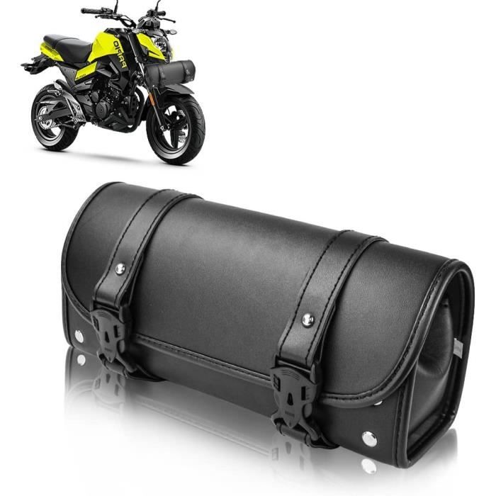 Sacoche de Selle Moto Universelle en Cuir,Sacoches Cavalières pour moto Imperméable avec 2 Sangles de Montage pour Plupart des Motos