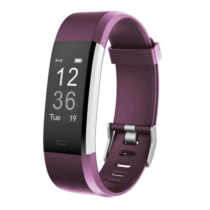 Montre Connectée Femmes Homme Bracelet Connecté Cardiofréquencemètre Montre Intelligente Etanche IP67(violet)