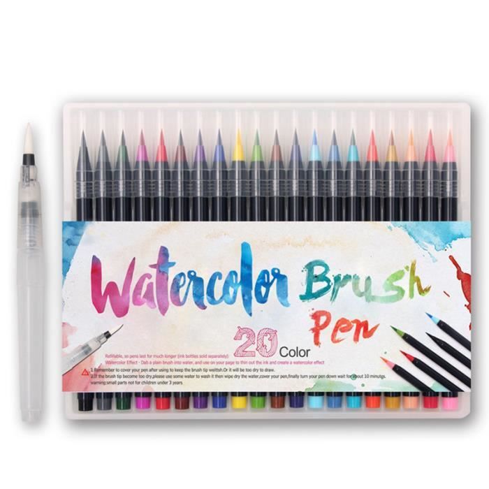 Nabance 72 Stylo Aquarelle Dual Brush Pen 1 Livre de Coloriage 3 Aqua Brush 10 Papier Aquarelle Feutres Pinceaux pour Coloriage Adulte et Enfant Dessin Bullet Journal Calligraphie 