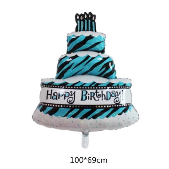 Version Blue Bleu Rose Grand Gateau Joyeux Anniversaire Feuille
