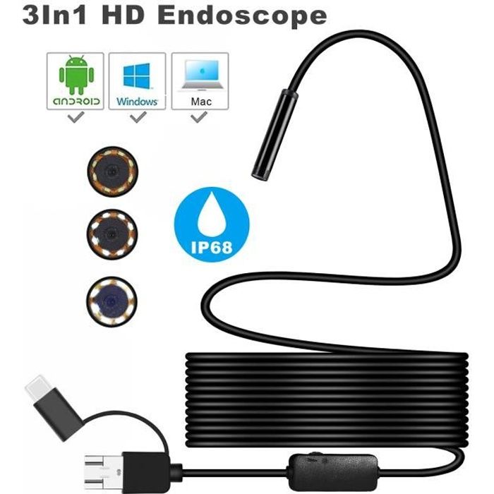 Acheter Endoscope Android 5.5 7MM 3 en 1, caméra d'inspection