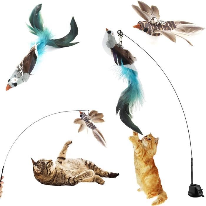 Jouet Interactif Pour Chat - 15 Modes De Jeu, Sons D’animaux, Plumes Mobiles - Automatique Avec Détection De Mouvement - Batterie Rechargeable USB
