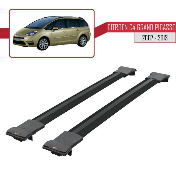 MDAK Compatible avec Citroen C3 Picasso 2009-2017 FLY Model Barres de Toit Railing Porte-Bagages de Voiture Noir Aluminium 2 Barres