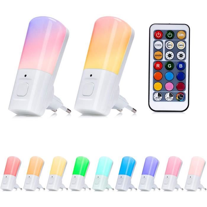 Veilleuse Yafido 2 Pack Veilleuse Enfant Prise Electrique Lampe Enfant Nuit Telecommande 9 Couleurs Regl58 Cdiscount Puericulture Eveil Bebe