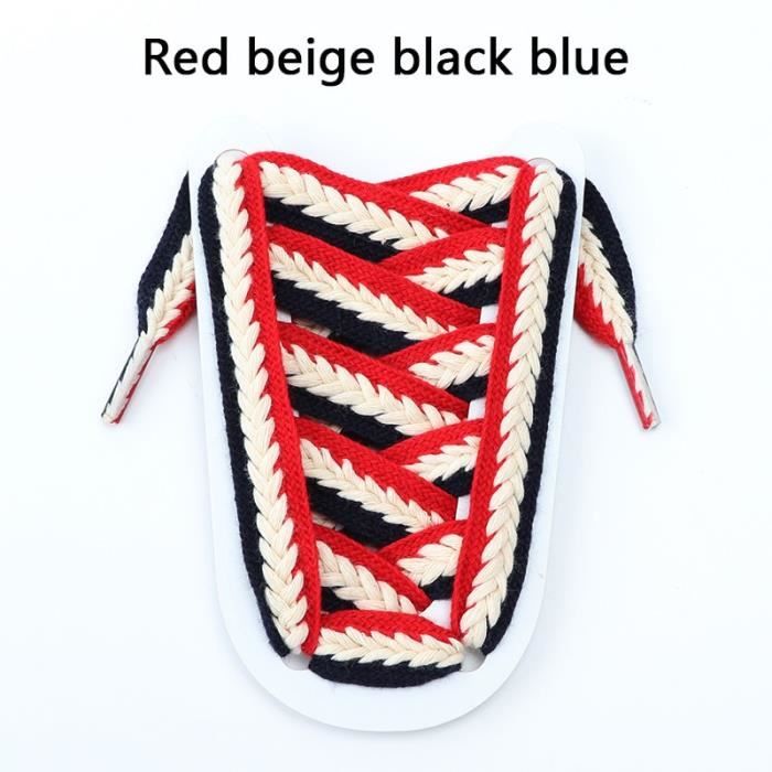 Valeur Rouge beige noir bleu Taille 120cm Lacets plats pour baskets lacets de chaussures Wide lacet arc en ci Cdiscount Chaussures