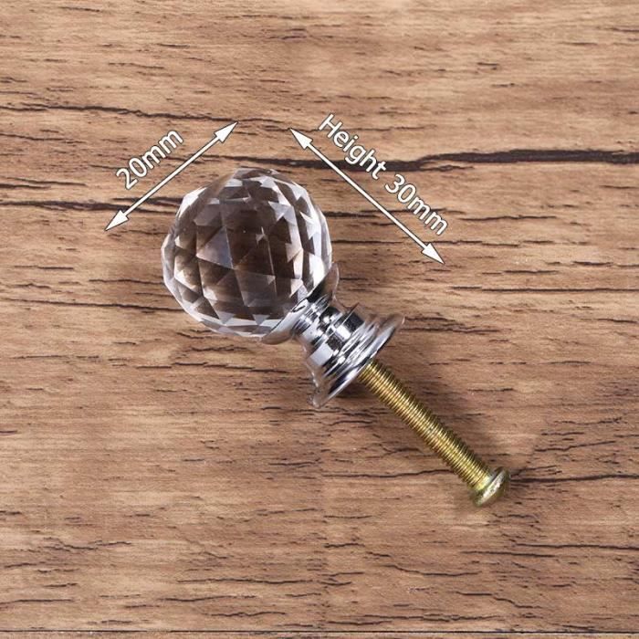 Accessoire Rénovation Meuble Brillant Lot De 8 Boutons De Tiroir En Cristal 30 Mm - Alliage De Zinc, Vis Incluses, Décoration Pour Meubles, Armoires Lot 8 Boutons 30 Mm Alliage Zinc