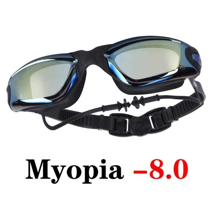 Lunettes de natation Lunettes de natation anti buee pour myopie lunettes de piscine lunettes de plongee Black Myopia 8.0