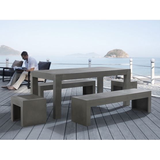 Table En Beton 180 Cm 2 Bancs Et 2 Tabourets En Beton Taranto Achat Vente Ensemble Table Et Chaise De Jardin Table En Beton 180 Cm 2 B Cdiscount