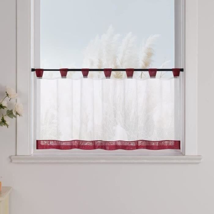 Petit Rideau Brise-bise Blanc Motif Floral Pour Fenêtre De Cuisine