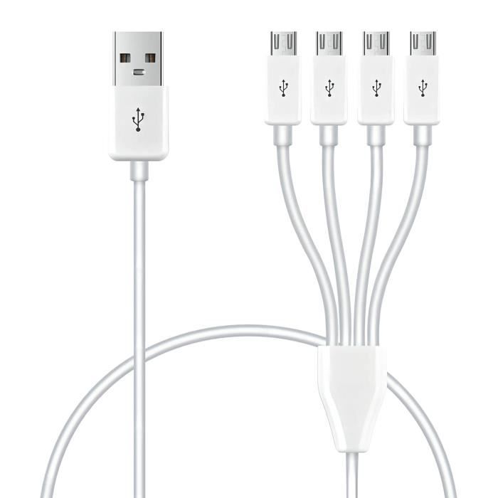 PANHDK Câble De Charge Multiple USB C Répartiteur 1/2/3/4 En 1 Cordon De Charge Rapide Avec Port Mâle 1/2/3/4 De Type C Pour Téléphone Et Tablette