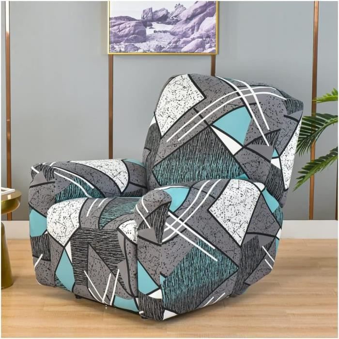 MeRcri Housse Fauteuil Relax Électrique 1 Place - Extensible Antidérapante 4 Pièces Imprimée