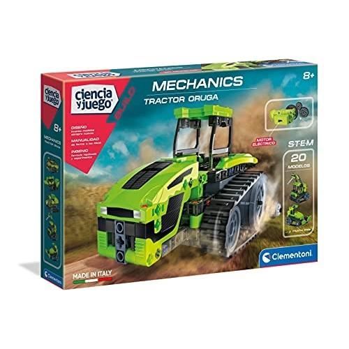 CLEMENTONI Jeu de construction STEM - Tracteur chenille électrique 20 modèles 200+ pièces