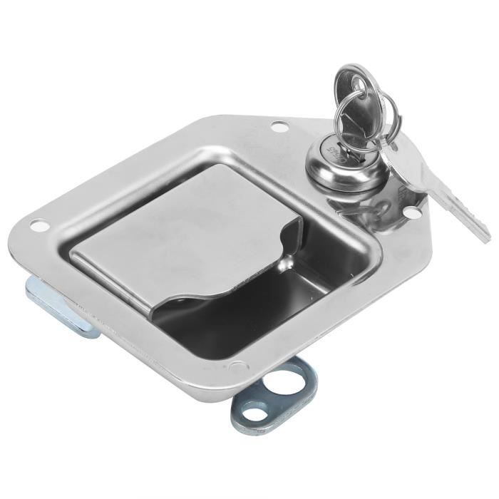 Serrure En Acier Inox Avec Poignée En T - Pour Camion, Boîte à Outils - Fournie Avec Clés - Neuf