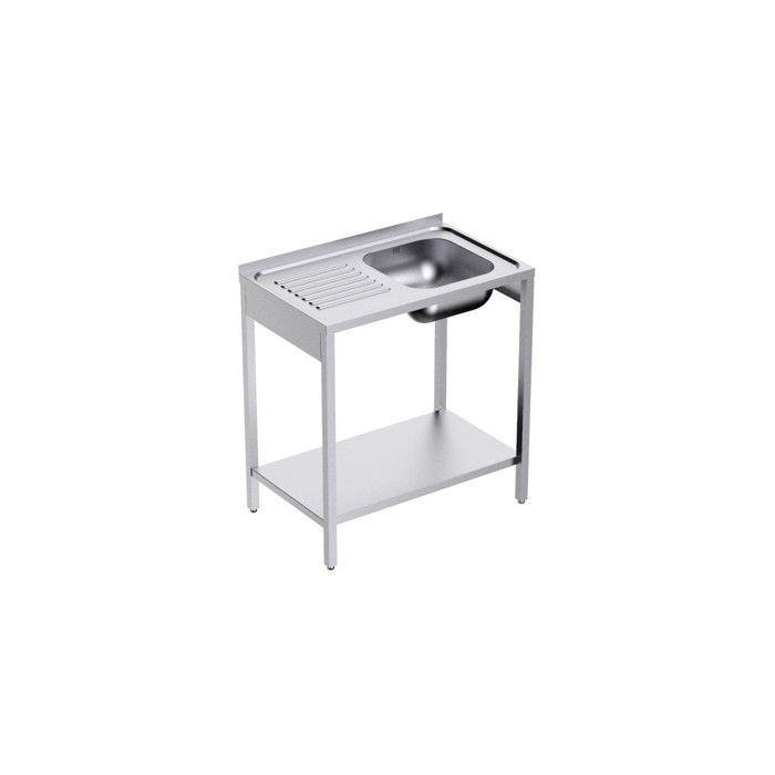 Plonge Inox avec Bâti et Etagère Profondeur 500 Egouttoir Gauche - Distform - l800- L1- P- h850- Acier Inoxydable Plonge Inox avec Bâti et Etagère Profondeur 500 Egouttoir Gauche - Distform - l800- L1- P- h850- Acier Inoxydable