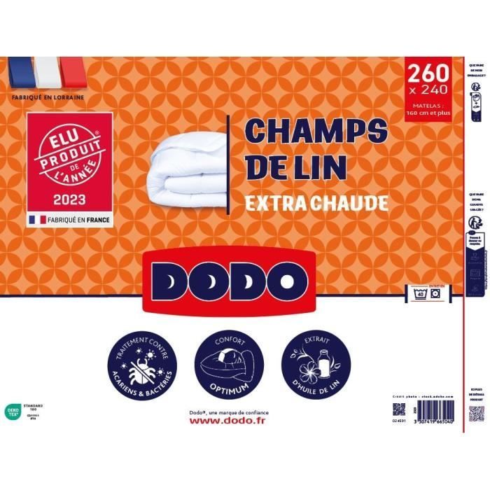 Couette Chaude 450gr/m² - DODO - CHAMPS DE LIN - 240x260 cm - Blanc