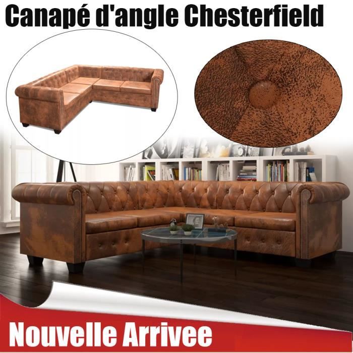 Canapé Chesterfield 2 Places Cuir Artificiel Marron - VidaXL