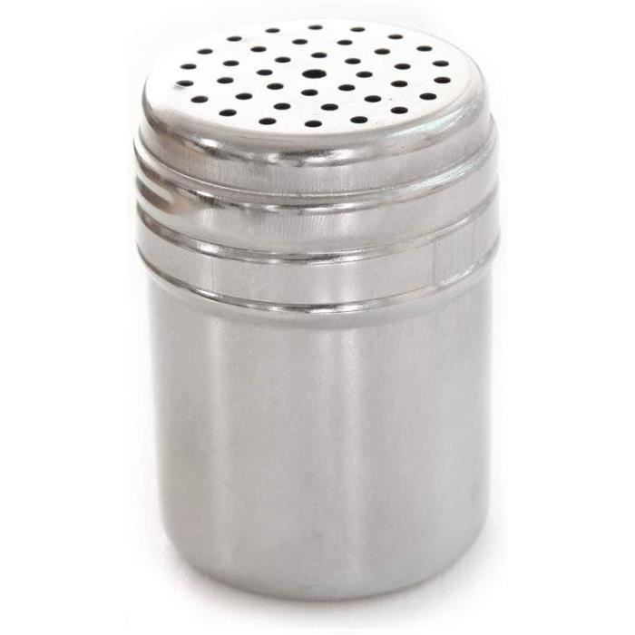 Saupoudreuse Chocolat Poudre Shaker à Poudre Avec Couvercle, En Acier Inoxydable, Pour Cannelle, Sucre, Poivre, Farine De Cacao Et Autres épices (taille L Sel En Poudre