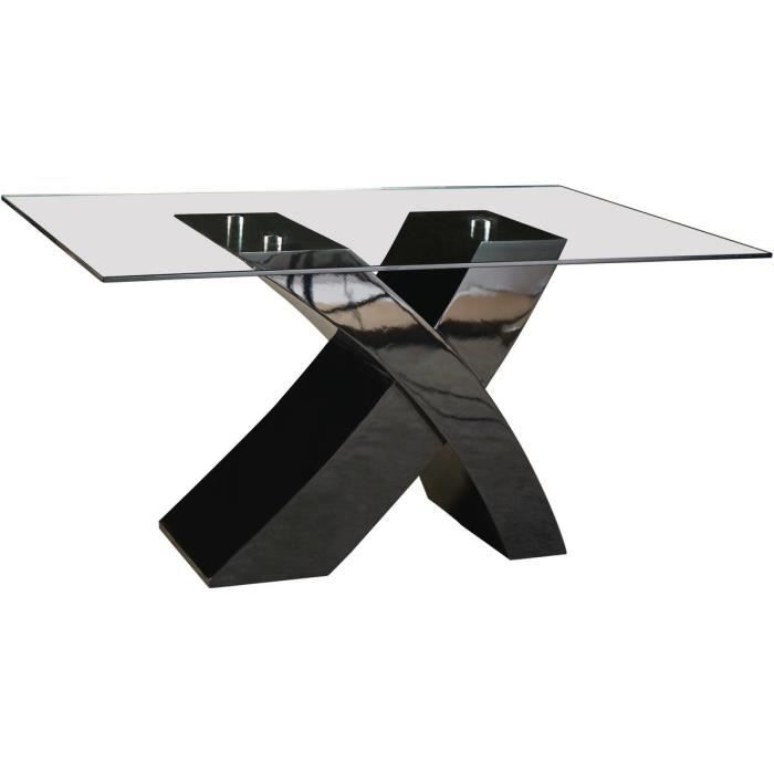 Table repas Mona - Habitat et Jardin - 150 x 90 x 74 cm - Noir - Brillant - Elégance - Chic - Salle à manger