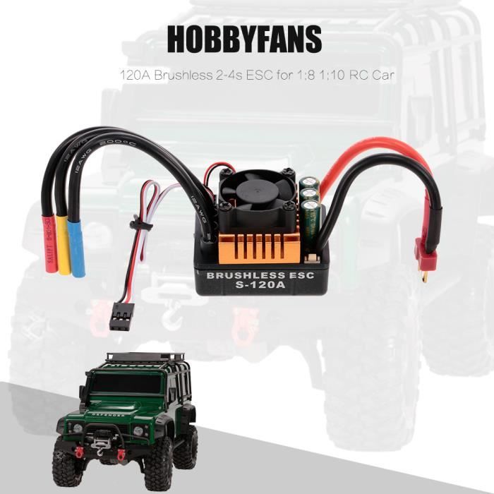 Goolsky 120A Brushless 2-4S ESC avec Bec pour 1//8 1//10 TRAXXAS RC Voiture Short Truck Off-Road Crawler
