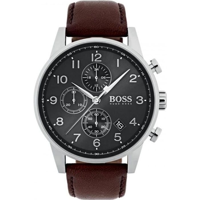 Hugo Boss Homme 44mm Bracelet Cuir Marron Quartz Cadran Gris Montre 1513494 Achat Vente Montre Hugo Boss Homme 44mm Bracelet Cdiscount