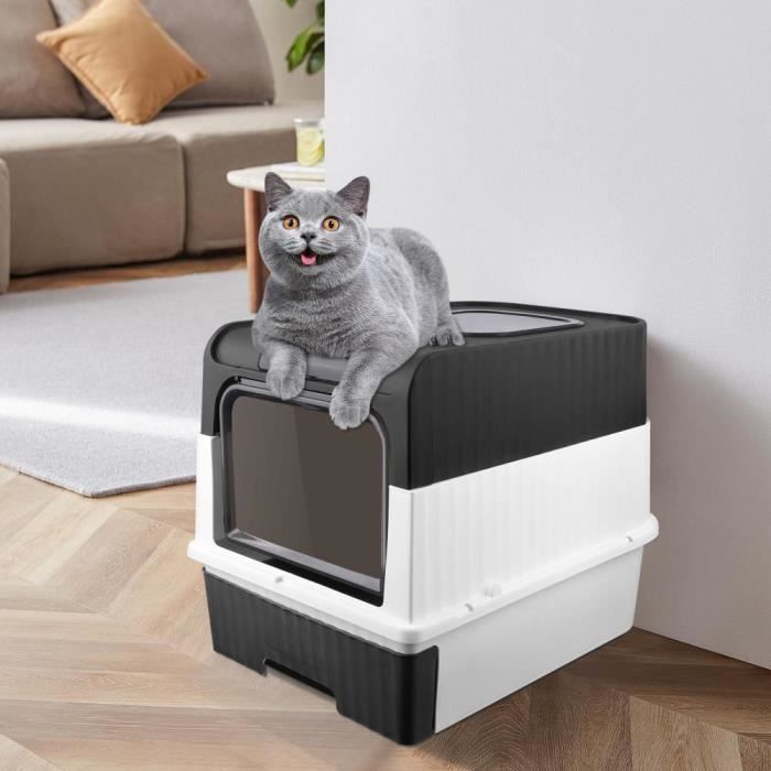 Meilleurs prix pour Bac à Litiere pour Chat avec Couvercle - JEOBEST - 49*37*35cm - Noir - Moyen - A monter soi-même