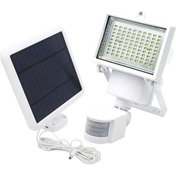 projecteur solaire led blanc cooper white h22cm avec détecteur de mouvement - lumi jardin - 10w - ip44